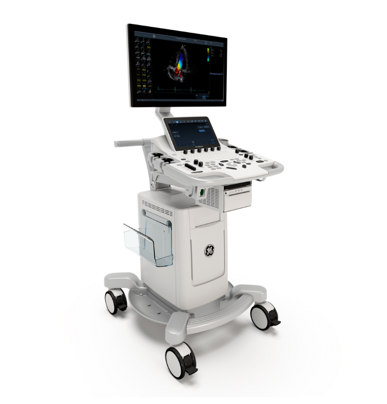 Přední pohled na ultrazvukový systém Vivid™ T8
